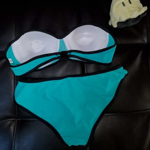 Mint Blue Color Block Bikini Swimsuit - Picture 2 of 6